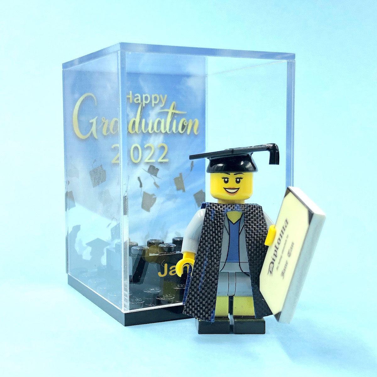 Graduation Miniature Custom Minifigure - Graduate (Female, Grey suit) – mocsRus