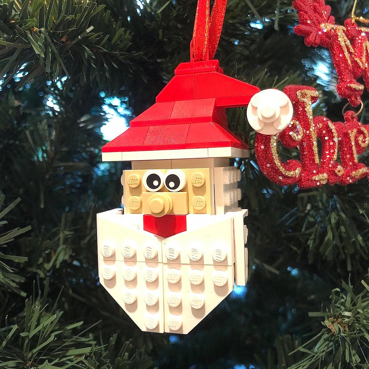 Custom Lego Santa Claus ornament mocsRus